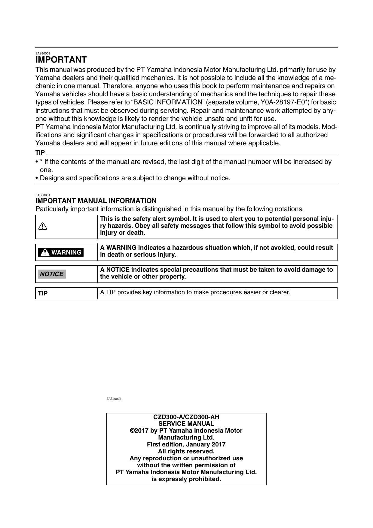 Yamaha X-MAX 300 MBK Evolis 300 Scooter Service Manual | 2017-2021 - sample page 5