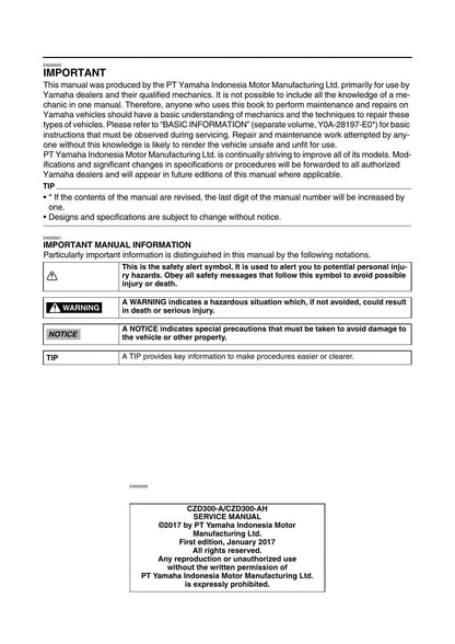 Yamaha X-MAX 300 MBK Evolis 300 Scooter Service Manual | 2017-2021 - sample page 5