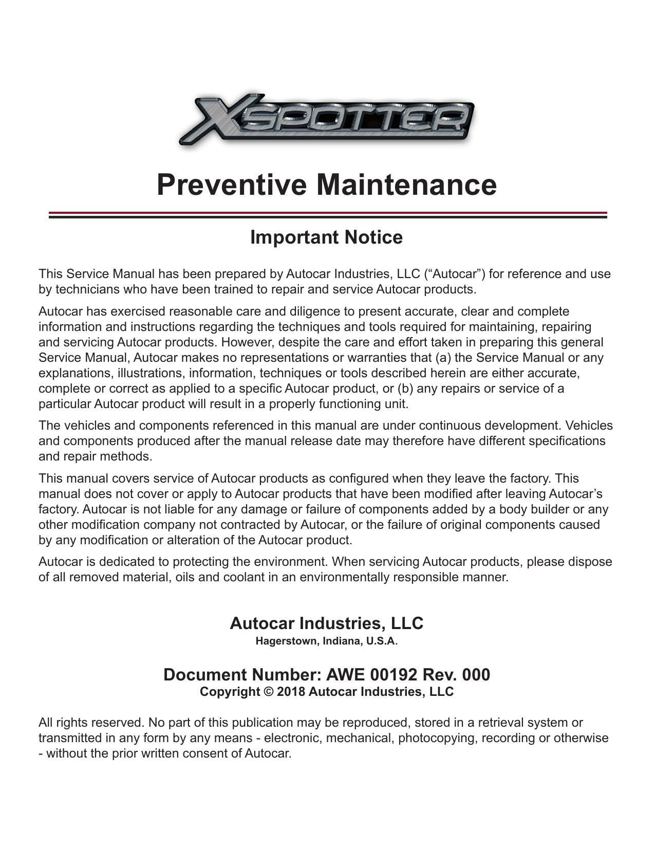 Autocar ACTT Xspotter Terminal Tractor Service Manual | 2018-2022 - sample page 5