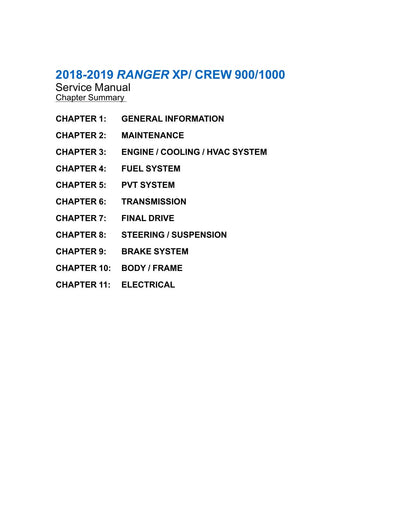 Polaris Ranger XP 900 1000 UTV Service Manual | 2018-2019 - sample page 8