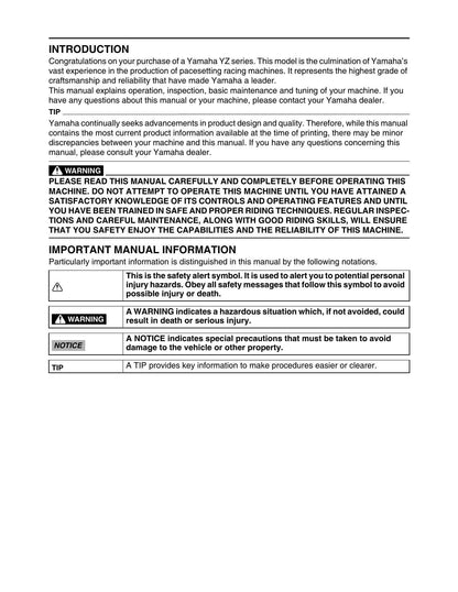 Yamaha YZ250FX Motorcycle Service Manual | 2017-2021 - sample page 5