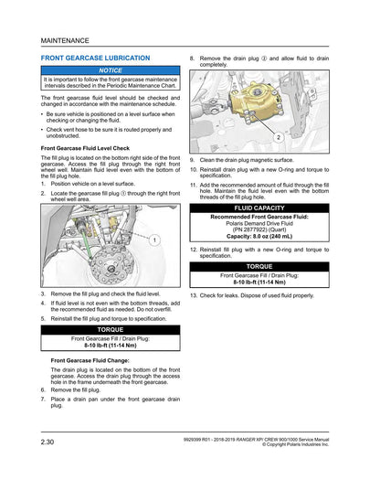 Polaris Ranger XP 900 1000 UTV Service Manual | 2018-2019 - sample page 2