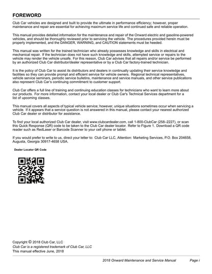 Club Car Onward Electric Gasoline Golf Cart Service Manual | 2018-2022 - sample page 8