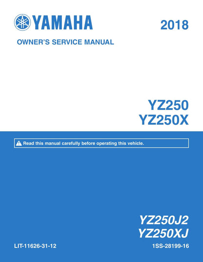 Yamaha YZ250 YZ250X Motorcycle Service Manual | 2018-2022 - sample page 1