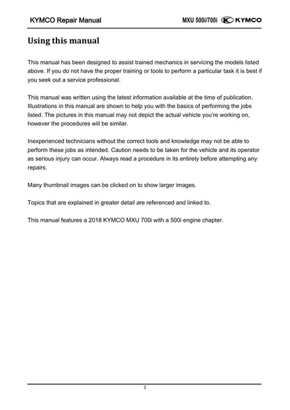 KYMCO MXU 700I 500I ATV Service Manual | 2018-2022 - sample page 7
