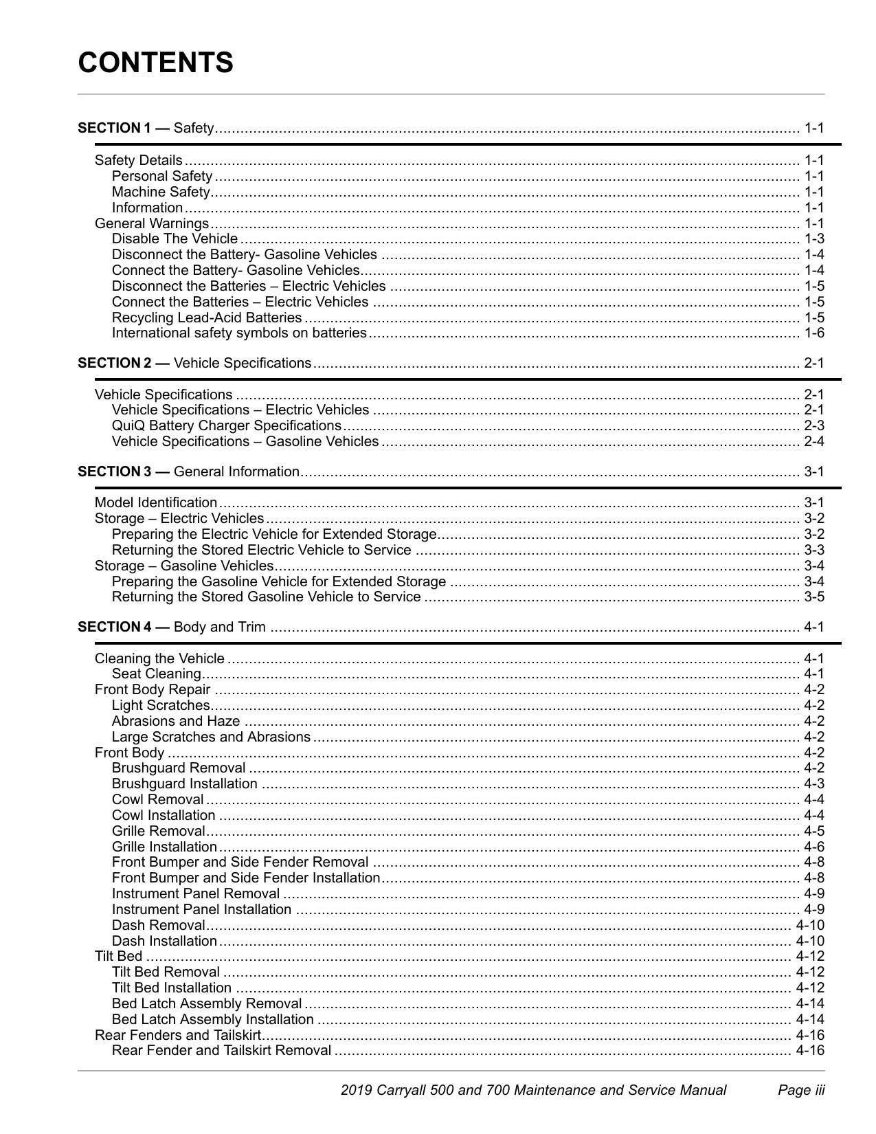 Club Car Carryall 500 700 Golf Cart Service Manual | 2019-2023 - sample page 6