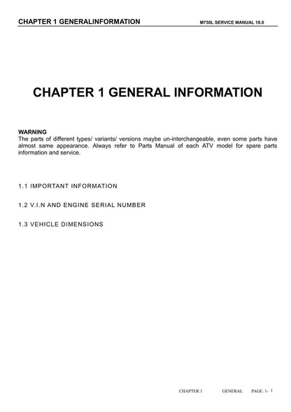 Linhai HY740STL M750L ATV Service Manual | 2018-2022 - sample page 8