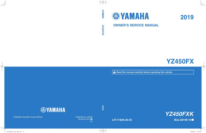 Yamaha YZ450FX Motorcycle Service Manual | 2019-2023 - sample page 1