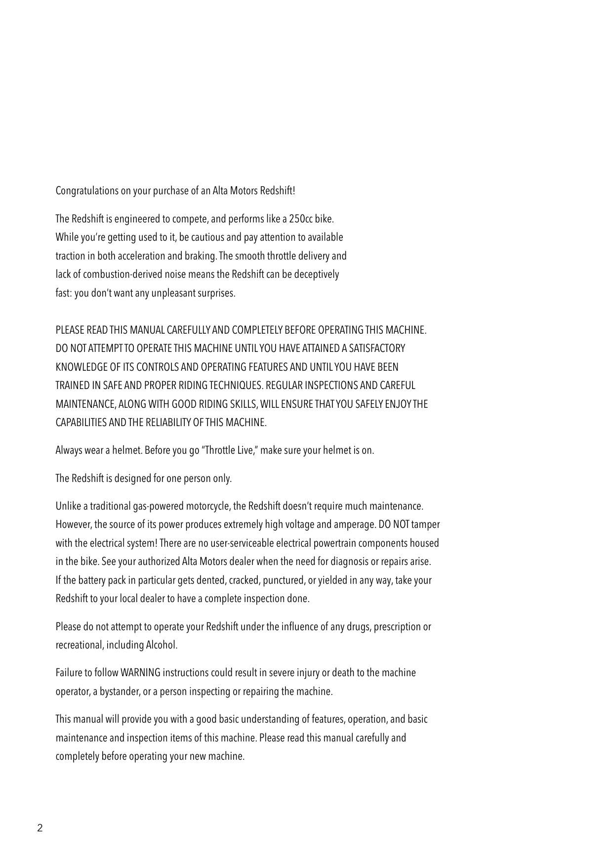 Alta Motors Redshift Electric Motorcycle Service Manual | 2014-2018 - sample page 8