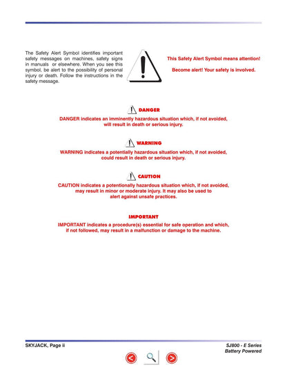 Skyjack SJ 8831E 8841E Scissor Lift Maintenance & Parts Manual | 2010-2014 | PDF Instant Download Service Manual | 2010-2014 - sample page 4