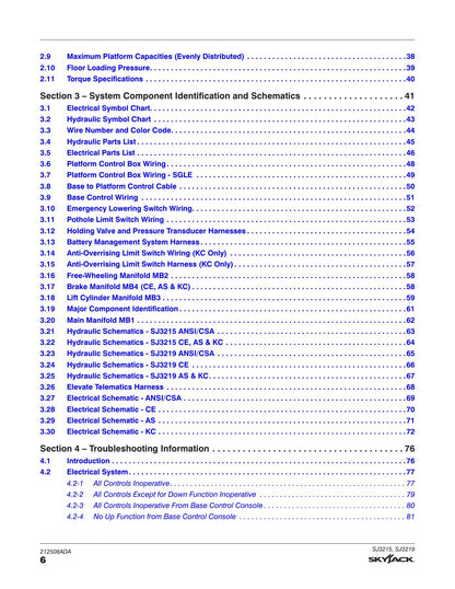 Skyjack SJ3215 SJ3219 Scissor Lift Service Manual | 2021-2025 - sample page 6