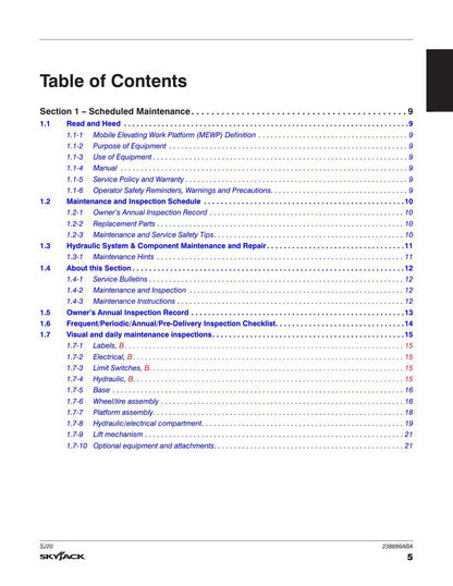 Skyjack SJ20 Vertical Mast Lift Service Manual | 2021-2025 - sample page 6
