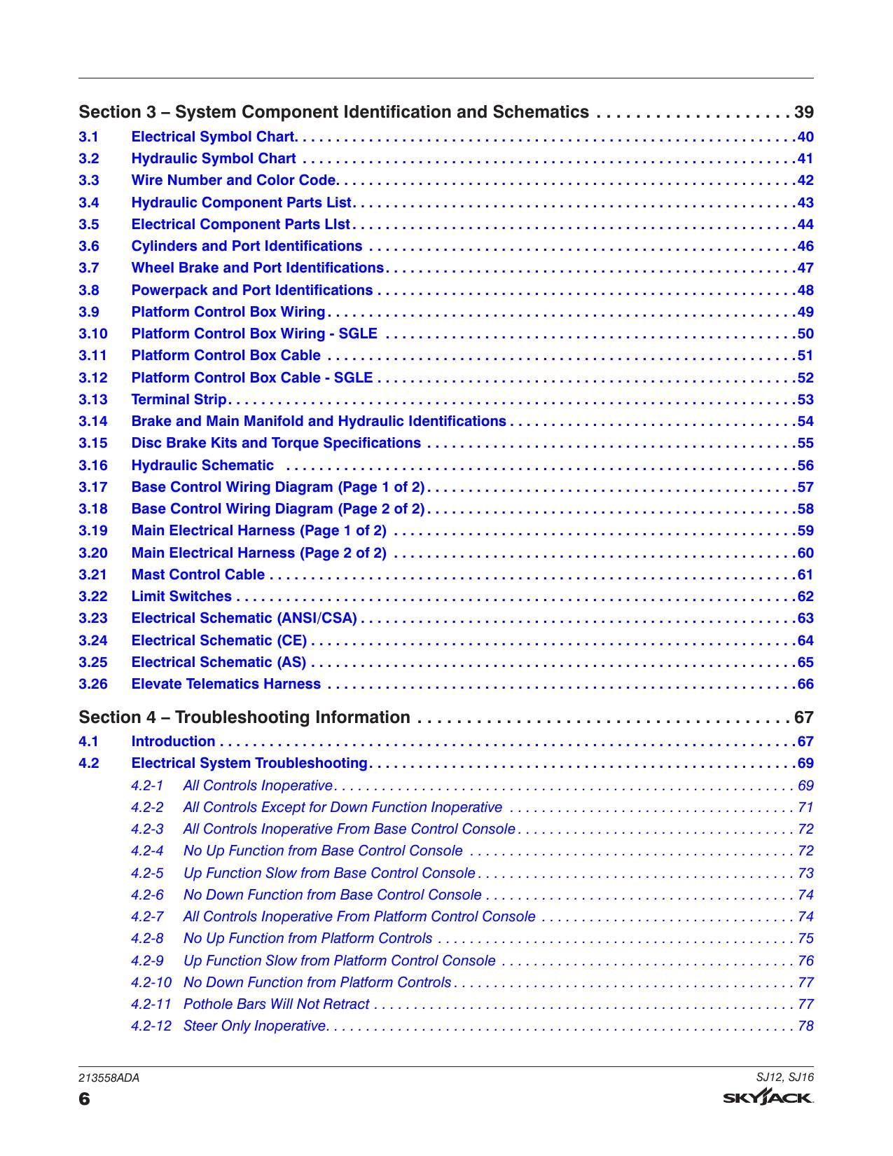 Skyjack SJ12 SJ16 Vertical Mast Service Manual | 2022-2026 - sample page 6