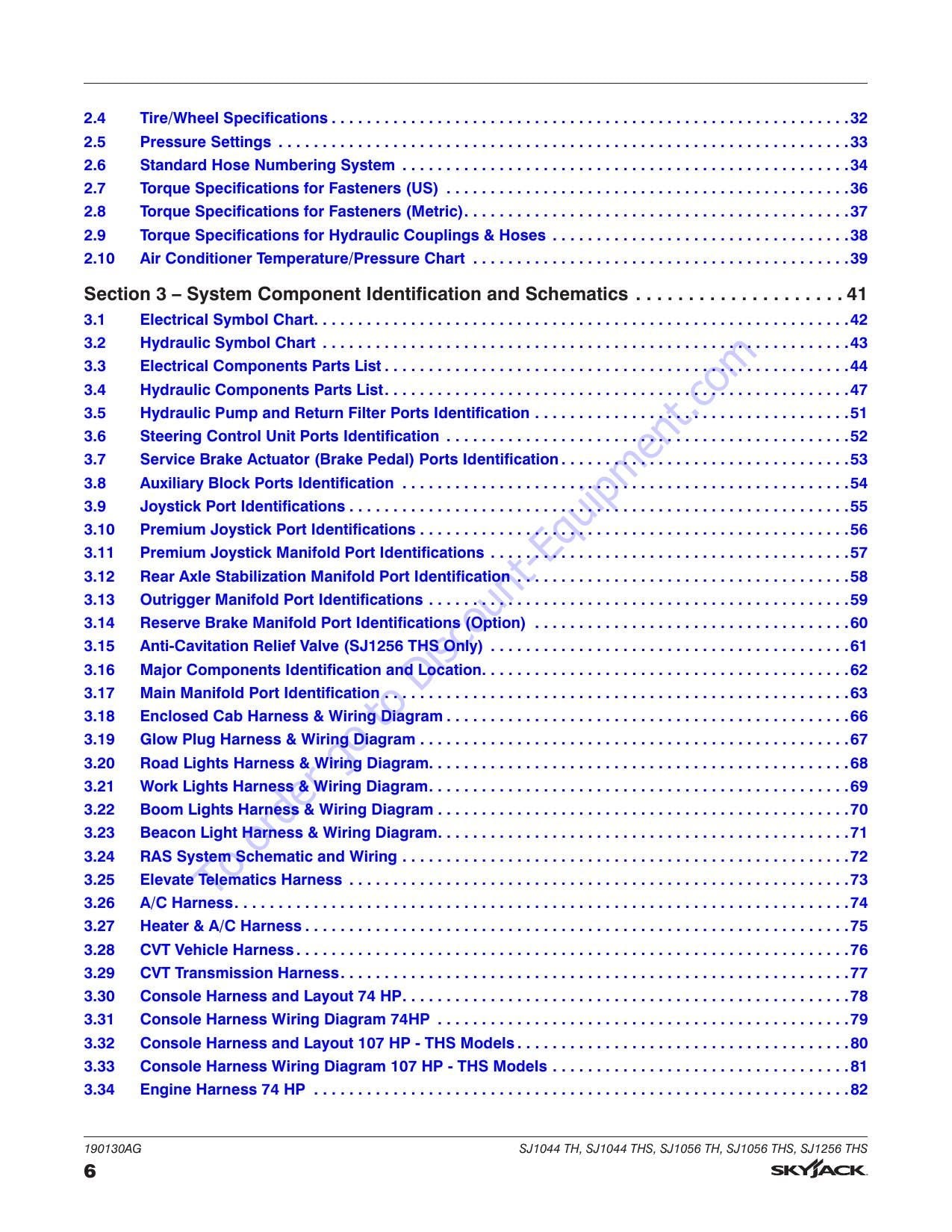 Skyjack SJ1044 SJ1056 SJ1256 Telehandler Service Manual | 2021-2025 - sample page 8