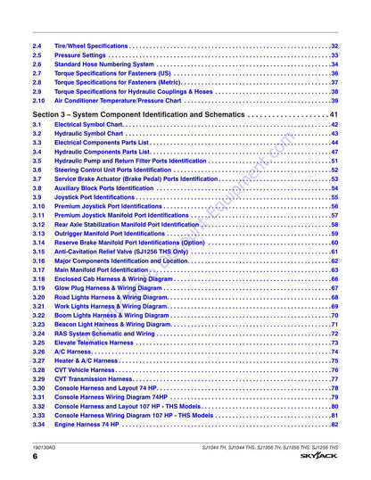 Skyjack SJ1044 SJ1056 SJ1256 Telehandler Service Manual | 2021-2025 - sample page 8