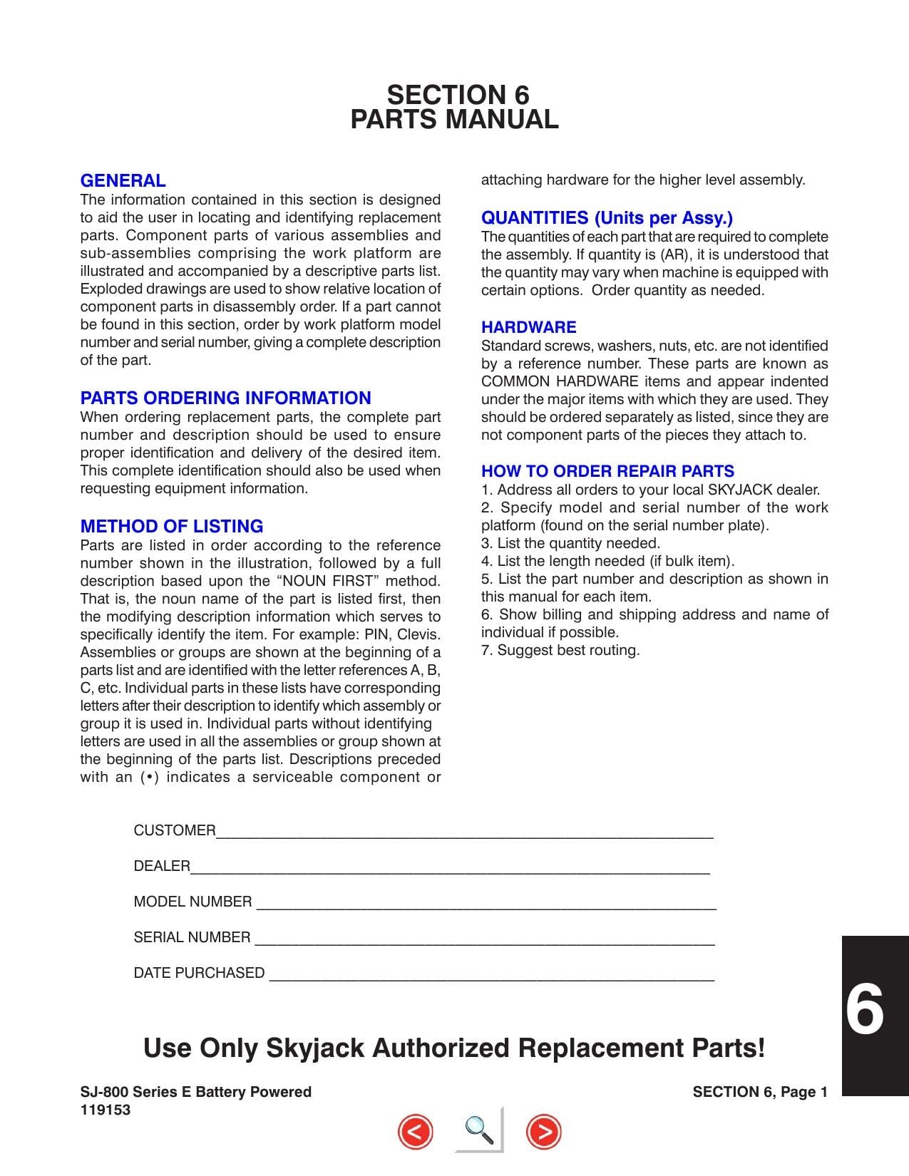 Skyjack SJ 8831E 8841E Scissor Lift Maintenance & Parts Manual | 2010-2014 | PDF Instant Download Service Manual | 2010-2014 - sample page 9