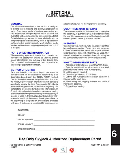 Skyjack SJ 8831E 8841E Scissor Lift Maintenance & Parts Manual | 2010-2014 | PDF Instant Download Service Manual | 2010-2014 - sample page 9