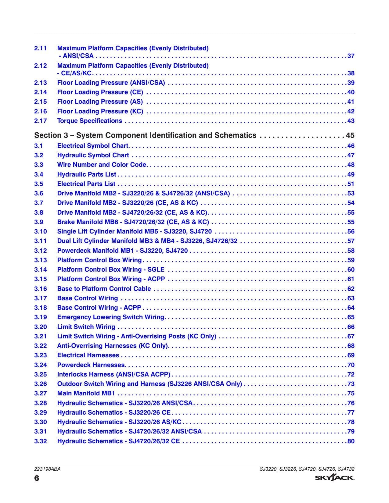 Skyjack SJ3220 SJ3226 SJ4720 sj4726 sj4732 Service Manual | 2020-2024 - sample page 8