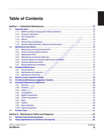 Skyjack SJ46 SJ51 AJ Articulating Boom Service Manual | 2020-2024 - sample page 5
