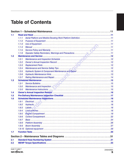 Skyjack SJ82 SJ86 T Telescopic Boom Service Manual | 2020-2024 - sample page 6