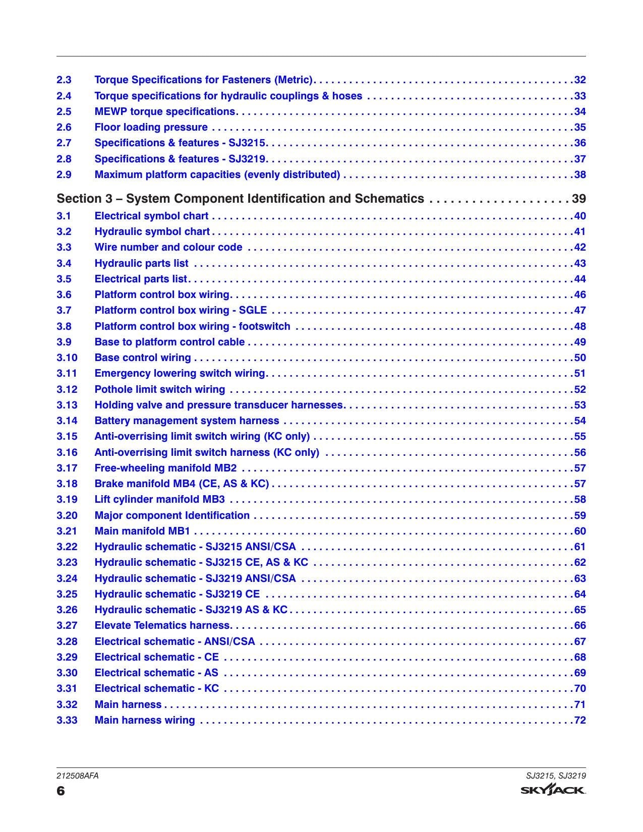 Skyjack SJ3215 SJ3219 Scissor Lift Service Manual | 2023-2027 - sample page 9