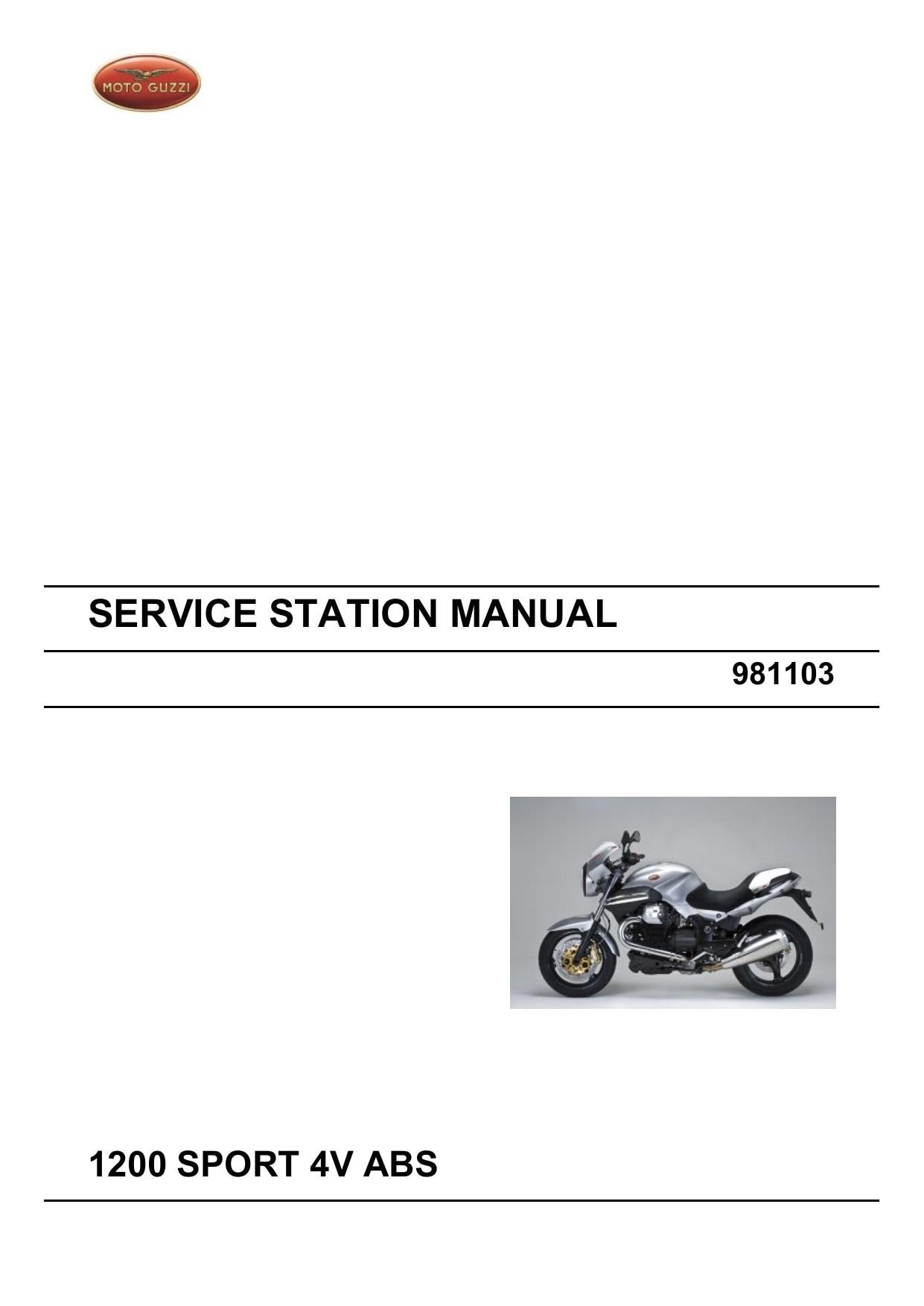 Moto Guzzi 1200 Sport 4V ABS Motorcycle Service Manual | 2008-2012 - sample page 2