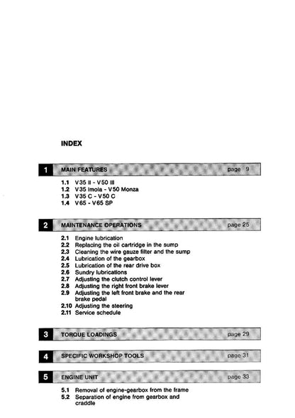 Moto Guzzi V35 V50 V65 Motorcycle Service Manual | 1983-1987 - sample page 3