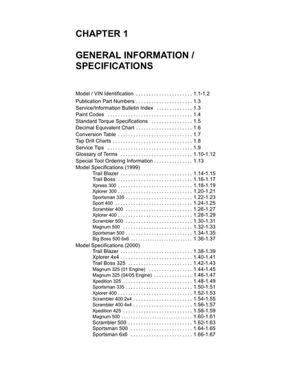 Polaris ATV All Models Service Manual | 1999-2000 - sample page 2