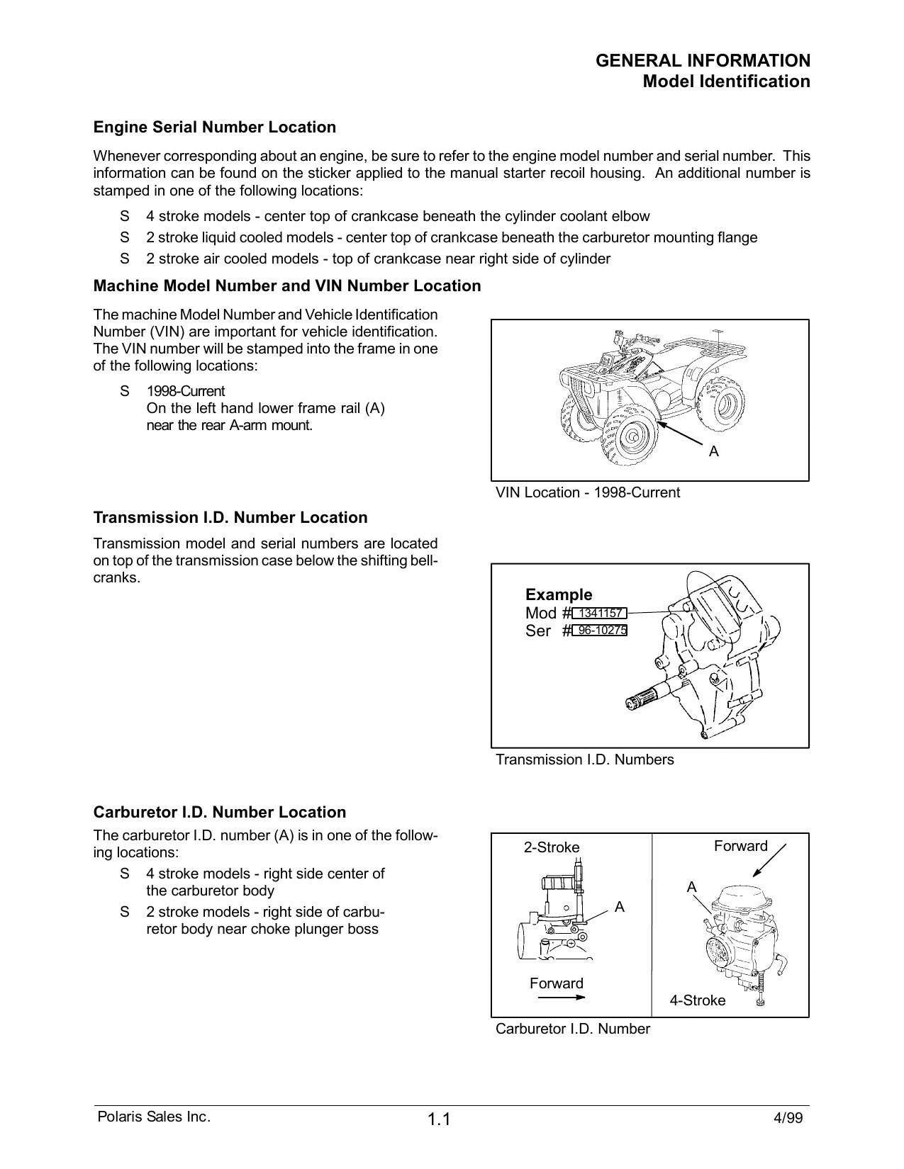 Polaris ATV All Models Service Manual | 1999-2000 - sample page 3