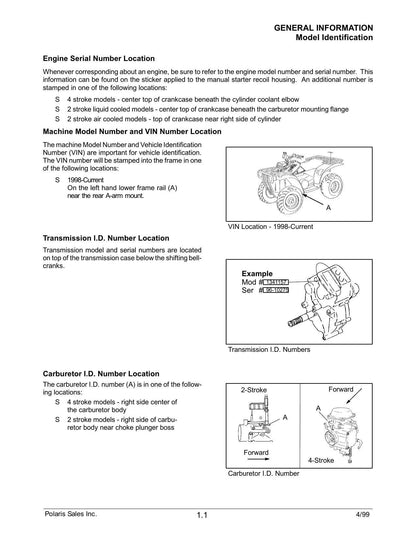 Polaris ATV All Models Service Manual | 1999-2000 - sample page 3