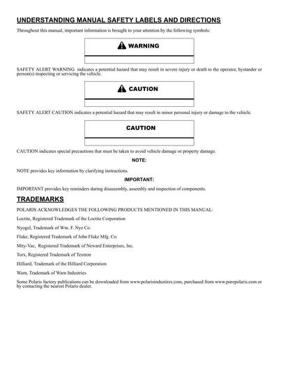 Polaris Sportsman X2 700 800 EFI Touring ATV Service Manual | 2008-2012 - sample page 3