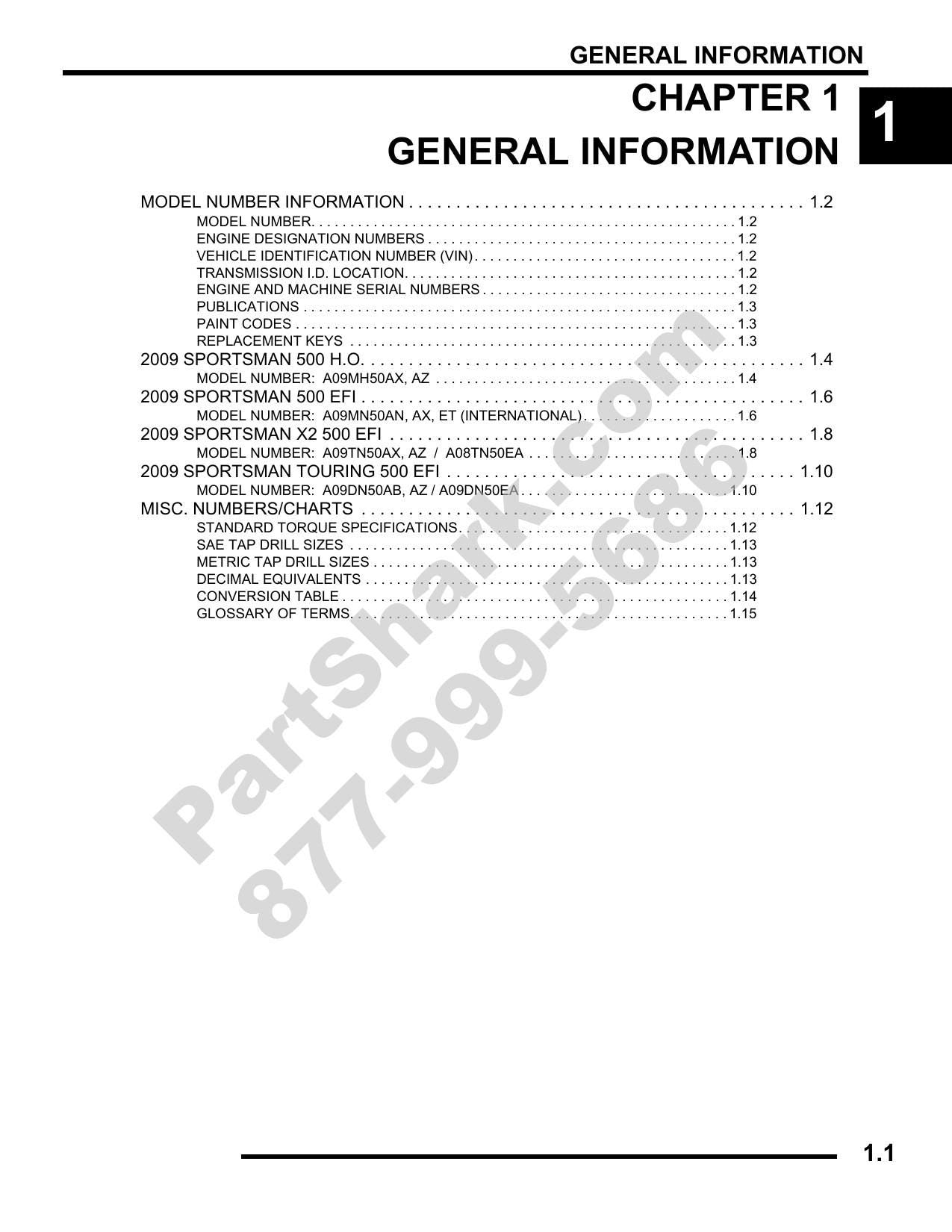 Polaris Sportsman 500 ATV Service Manual | 2009-2013 - sample page 2