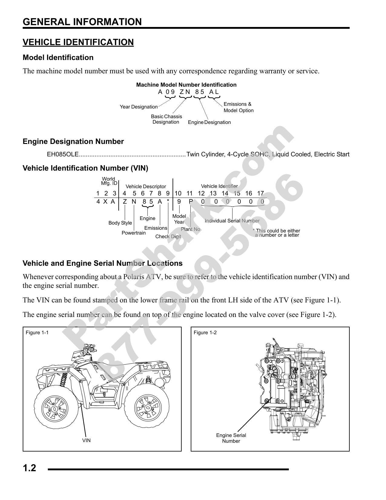 Polaris Sportsman XP 850 ATV Service Manual | 2009-2013 - sample page 3