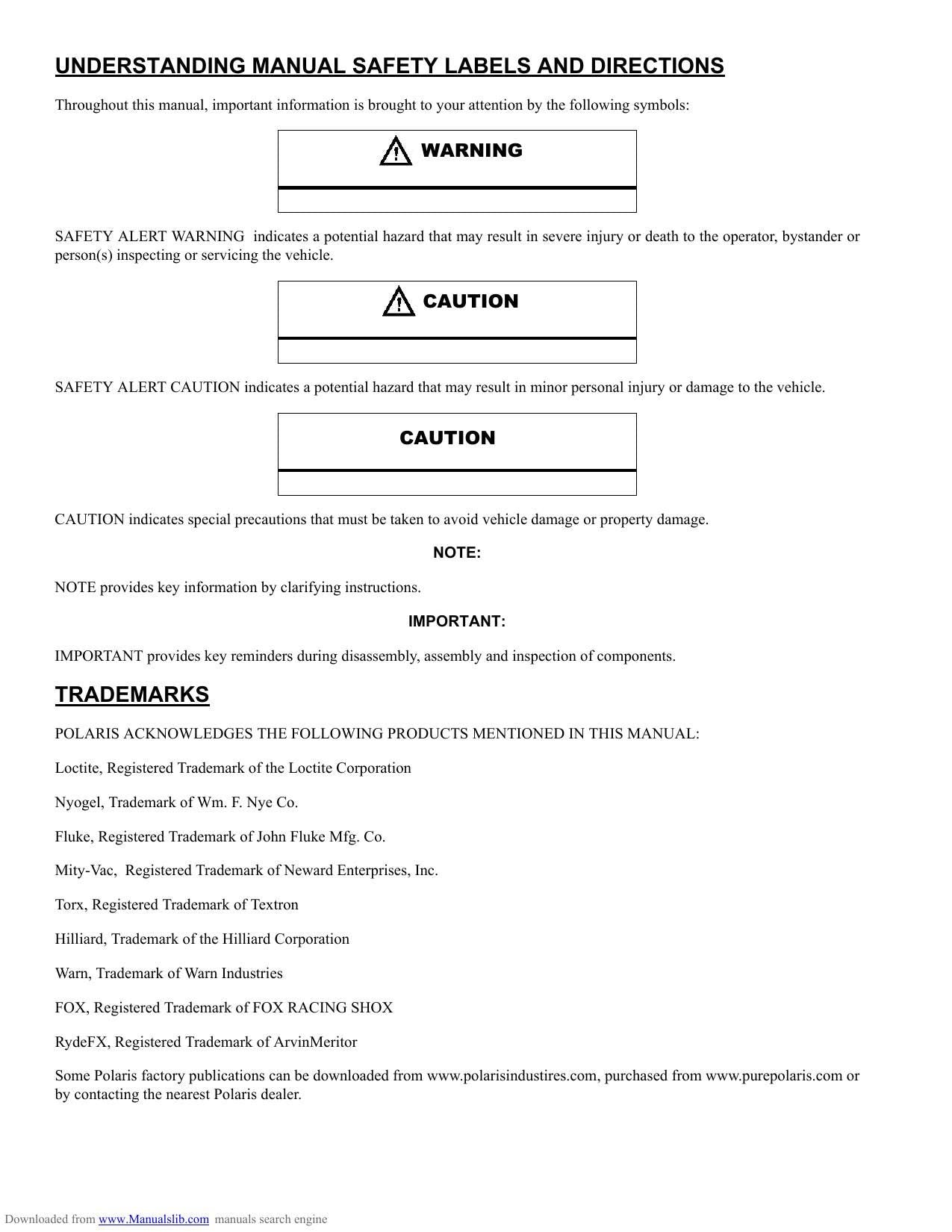 Polaris Ranger 700 4x4 Crew 6x6 UTV Service Manual | 2009-2013 - sample page 2