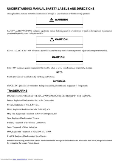 Polaris Ranger 700 4x4 Crew 6x6 UTV Service Manual | 2009-2013 - sample page 2