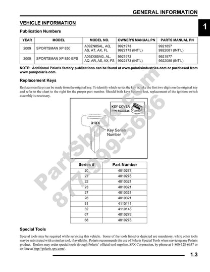 Polaris Sportsman XP 850 ATV Service Manual | 2009-2013 - sample page 4
