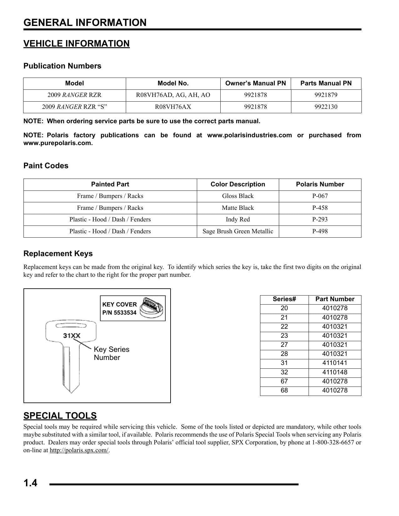 Polaris Ranger RZR 800 UTV Service Manual | 2009-2013 - sample page 4