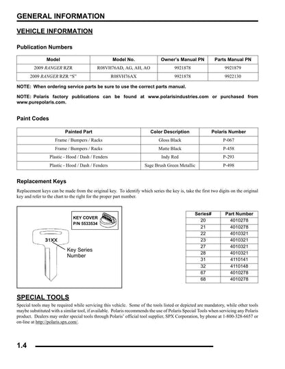 Polaris Ranger RZR 800 UTV Service Manual | 2009-2013 - sample page 4