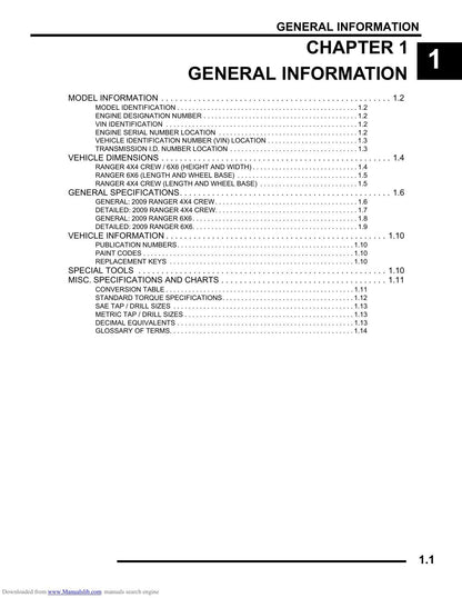 Polaris Ranger 700 4x4 Crew 6x6 UTV Service Manual | 2009-2013 - sample page 5