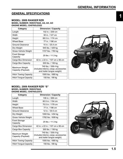 Polaris Ranger RZR 800 UTV Service Manual | 2009-2013 - sample page 5