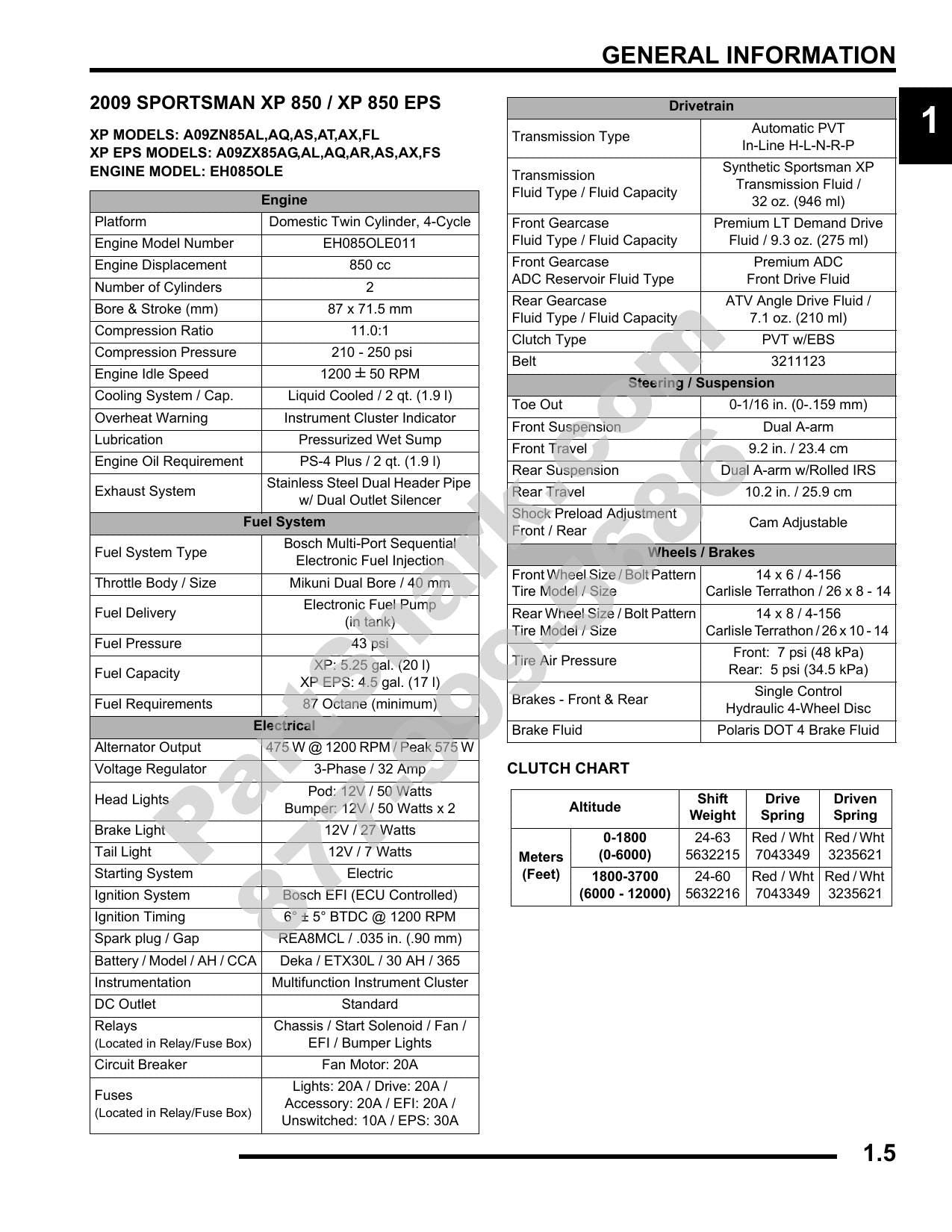 Polaris Sportsman XP 850 ATV Service Manual | 2009-2013 - sample page 6