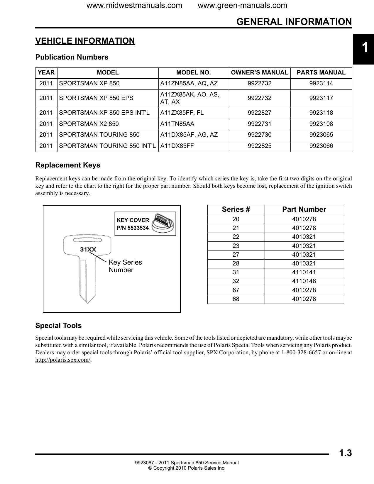 Polaris Sportsman 850 ATV Service Manual | 2011-2015 - sample page 4