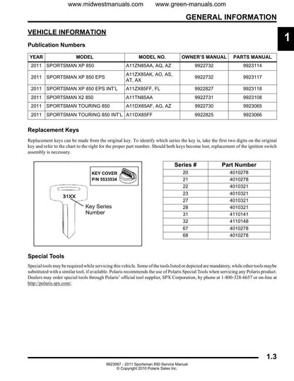 Polaris Sportsman 850 ATV Service Manual | 2011-2015 - sample page 4