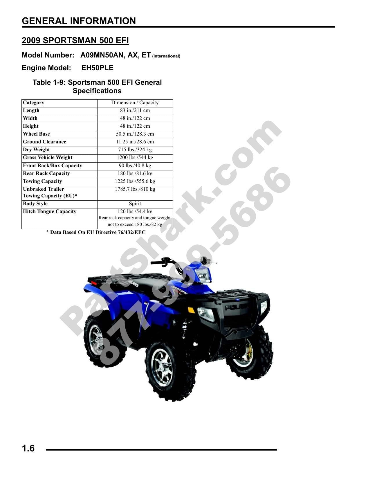 Polaris Sportsman 500 ATV Service Manual | 2009-2013 - sample page 7