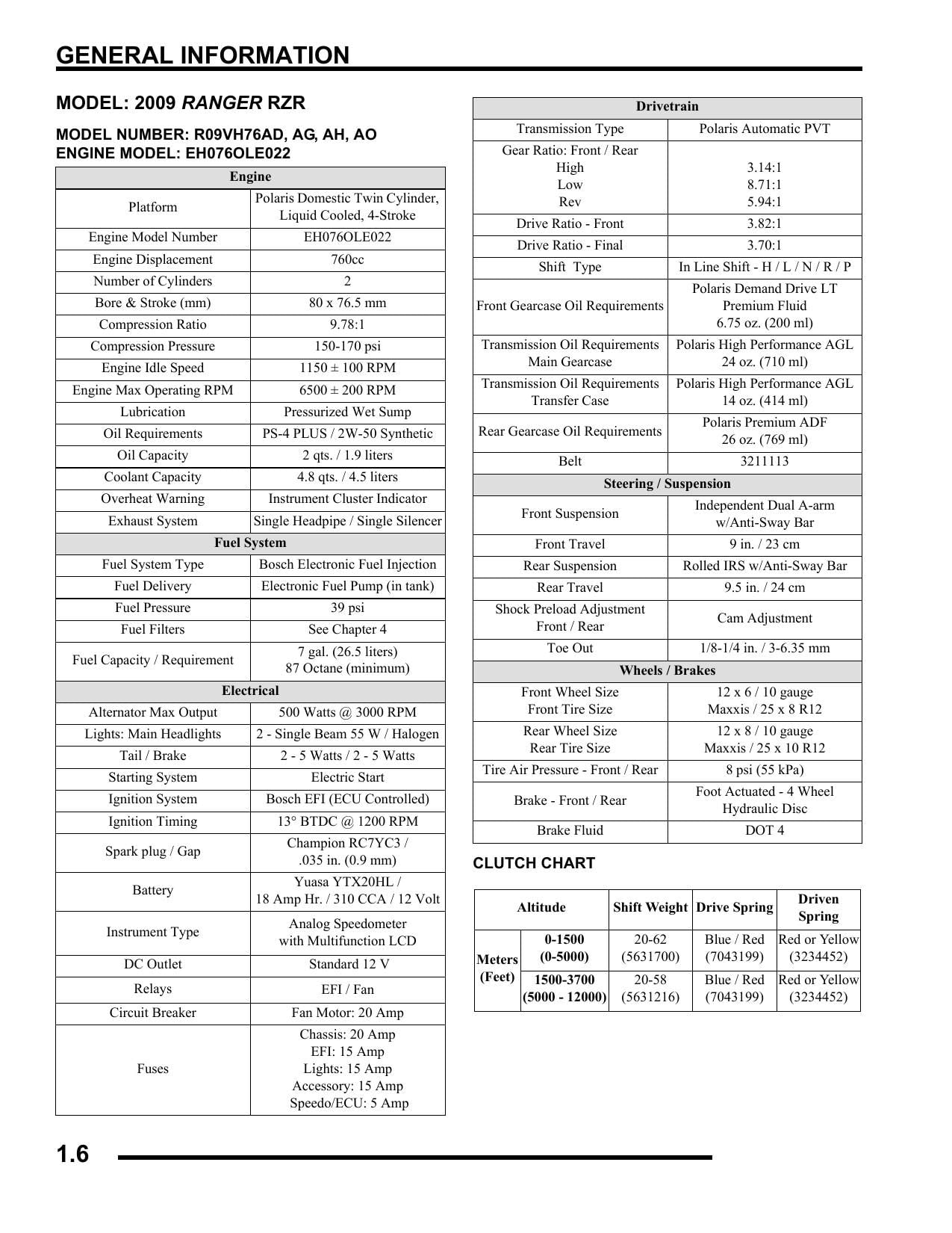 Polaris Ranger RZR 800 UTV Service Manual | 2009-2013 - sample page 6