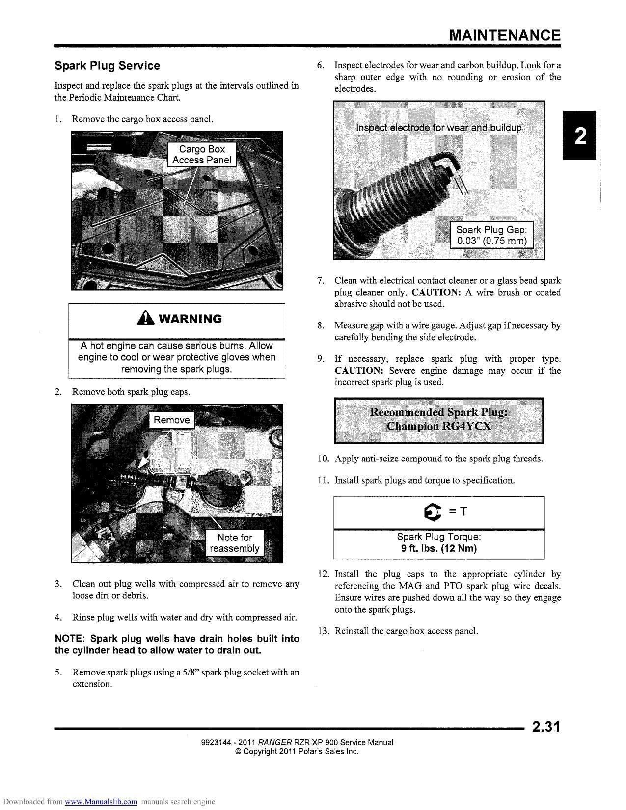 Polaris Ranger RZR XP 900 UTV Service Manual | 2011-2015 - sample page 4