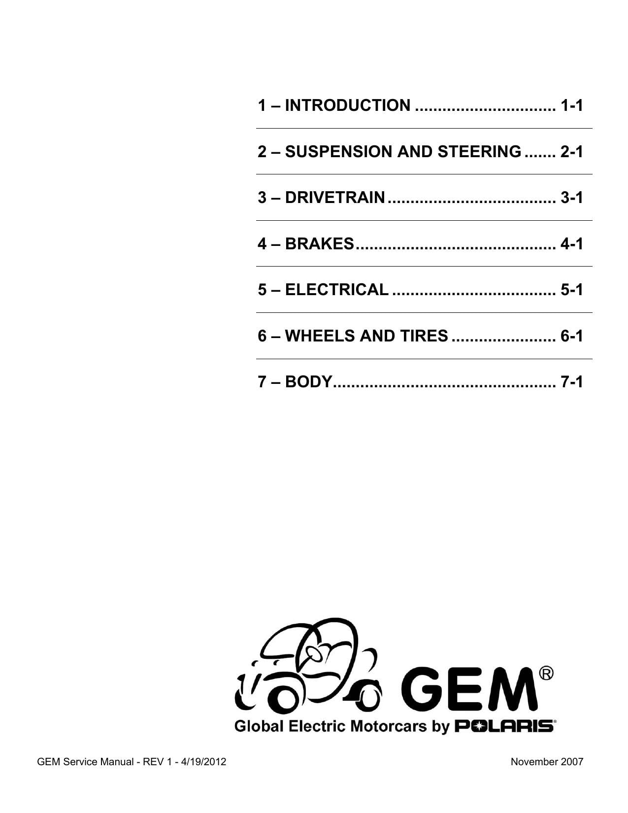 GEM e-Series Electric Vehicle Motorcycle Service Manual | 2007-2011 - sample page 2