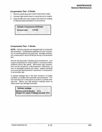 Polaris ATVs Service Manual | 1996-1998 - sample page 8