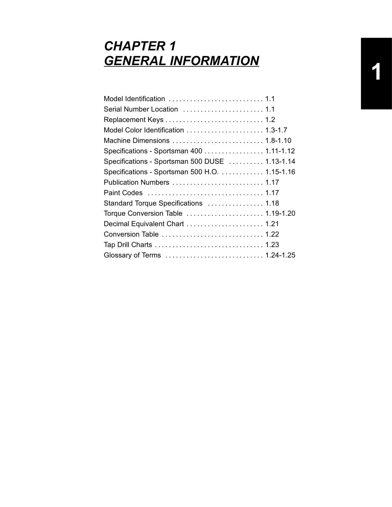 Polaris Sportsman 400 500 ATV Service Manual | 2001-2005 - sample page 3
