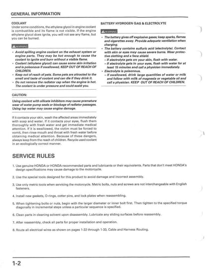 Honda VT750C Shadow ACE Motorcycle Service Manual | 1998-2003 - sample page 8